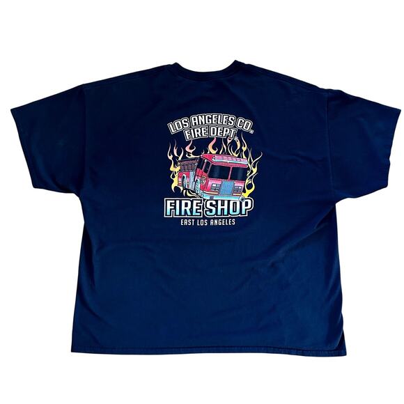 Los Angeles Fire T Shirt Men's 3XL Cotton Blend Preshrunk Navy Fireman - Picture 9 of 9